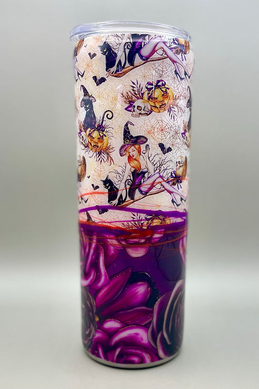 Witches and Black Cats Glow-in-the-Dark Glitter Tumbler